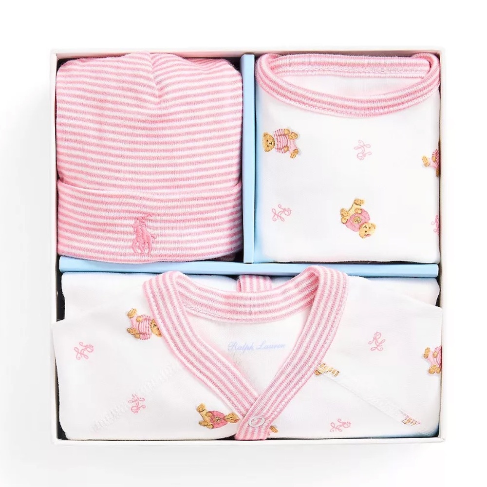 Polo Ralph Lauren Baby Girls Polo Bear Cotton 3 Piece Gift Set